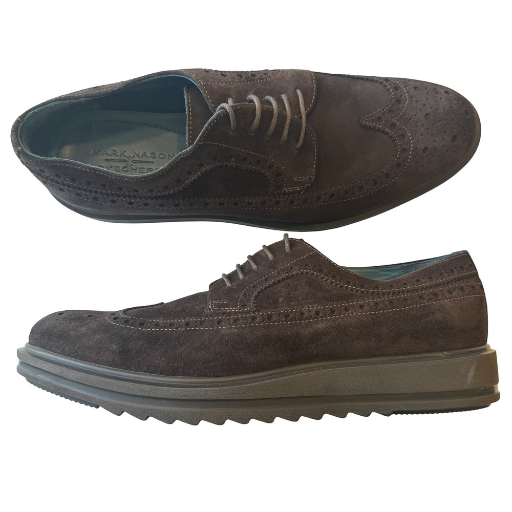 Mark Nason Skechers Men 12-12.5 EU 46 Brown Suede Wingtip Oxford Shoes Classic